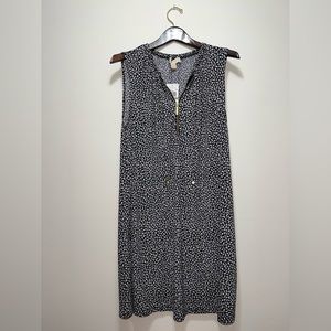🆕 Michael Kors Floral Print Black Sleeveless Quarter Zip Dress